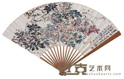 赵云壑 紫藤 成扇 51?19cm